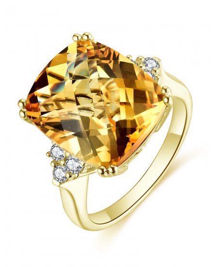 CUSHION CITRINE DIAMOND RING (TR5012)