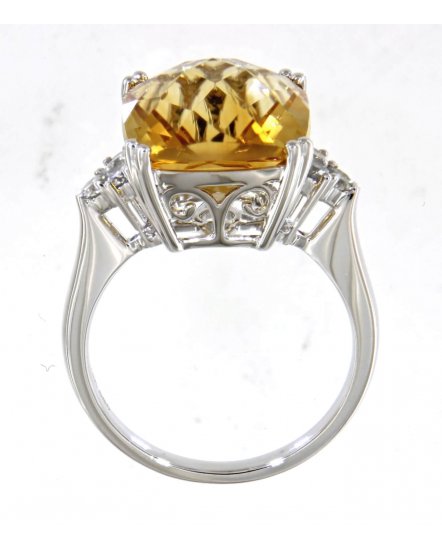 CUSHION CITRINE DIAMOND RING (TR5012)
