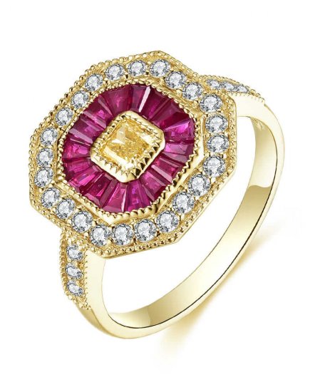 OCTAGON STYLE RUBY DIAMOND RING (TR5021)