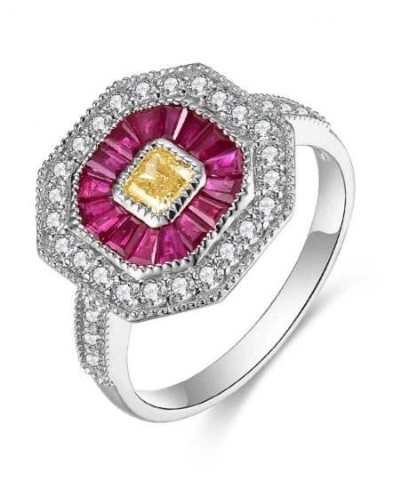 OCTAGON STYLE RUBY DIAMOND RING (TR5021)