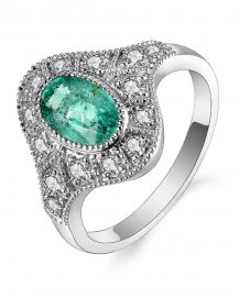 OVAL EMERALD DIAMOND RING (TR5037)