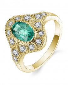 OVAL EMERALD DIAMOND RING (TR5037)