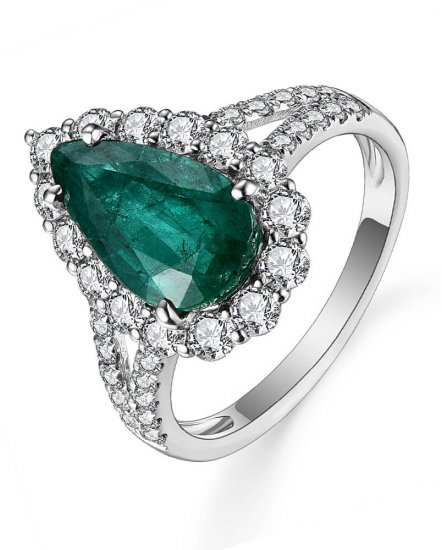 PEAR EMERALD DIAMOND RING (TR5040)