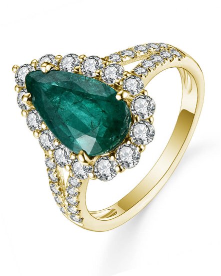 PEAR EMERALD DIAMOND RING (TR5040)