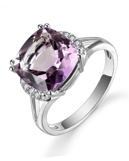 CUSHION AMETHYST DIAMOND RING (TR5044)
