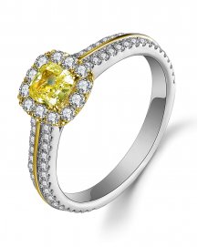 MULTI TONE CUSHION DIAMOND ENGAGEMENT RING (TR5047)