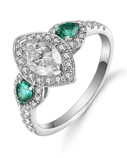 MARQUISE EMERALD DIAMOND RING (TR5068)