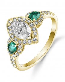 MARQUISE EMERALD DIAMOND RING (TR5068)