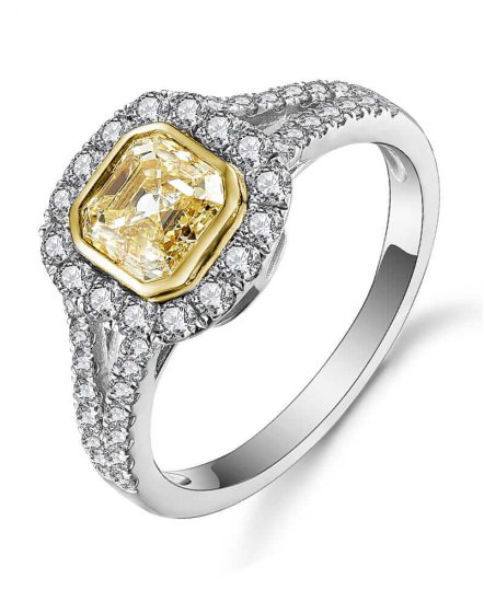 MULTI TONE EMERALD CUT DIAMOND ENGAGEMENT RING (TR5080)