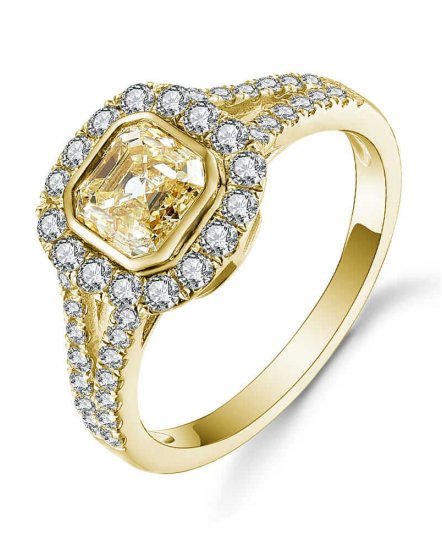 MULTI TONE EMERALD CUT DIAMOND ENGAGEMENT RING (TR5080)