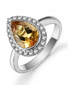 PEAR SHAPE CITRINE DIAMOND RING (TR5082)