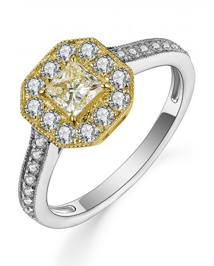MULTI TONE PRINCESS CUT DIAMOND ENGAGEMENT RING (TR5085)