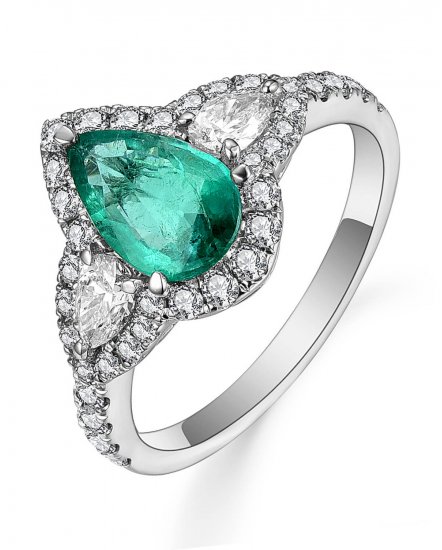 PEAR EMERALD DIAMOND RING (TR5094)