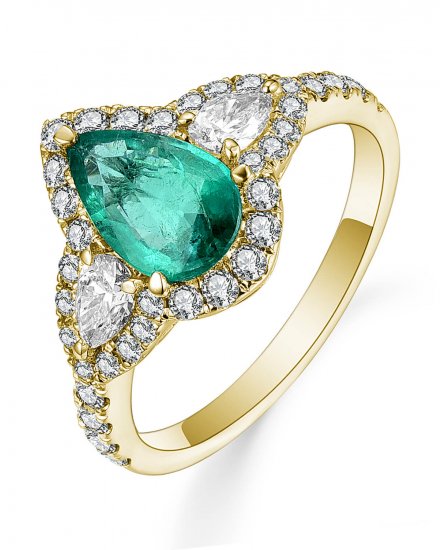 PEAR EMERALD DIAMOND RING (TR5094)