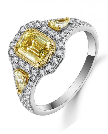 MULTI TONE EMERALD CUT DIAMOND ENGAGEMENT RING (TR5096)