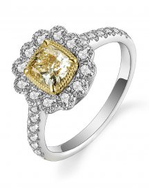 MULTI TONE CUSHION DIAMOND ENGAGEMENT RING (TR5097)