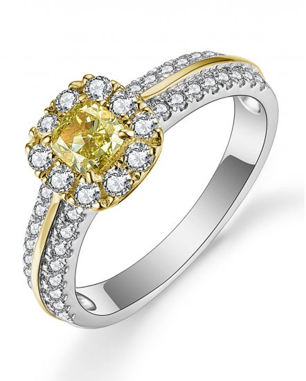 MULTI TONE CUSHION DIAMOND ENGAGEMENT RING (TR5109)