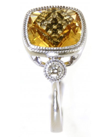 CUSHION CITRINE DIAMOND RING (TR5120)
