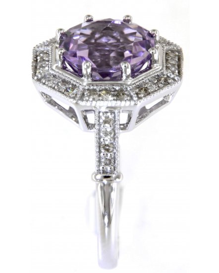 OCTAGON STYLE AMETHYST DIAMOND RING (TR5133)