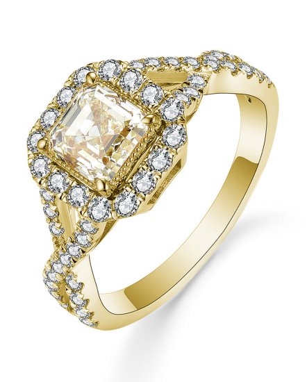 MULTI TONE EMERALD CUT DIAMOND ENGAGEMENT RING (TR5158)