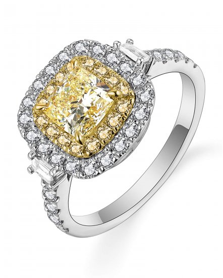 MULTI TONE CUSHION DIAMOND ENGAGEMENT RING (TR5159)