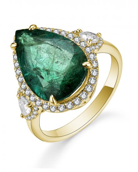 PEAR EMERALD DIAMOND RING (TR5163)