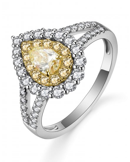 MULTI TONE PEAR DIAMOND ENGAGEMENT RING (TR5164)