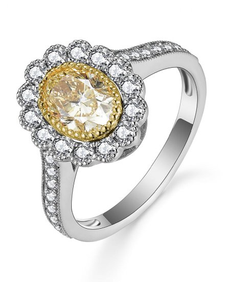 MULTI TONE OVAL DIAMOND ENGAGEMENT RING (TR5165)