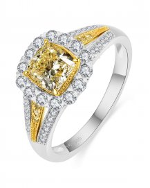 MULTI TONE CUSHION DIAMOND ENGAGEMENT RING (TR5167)