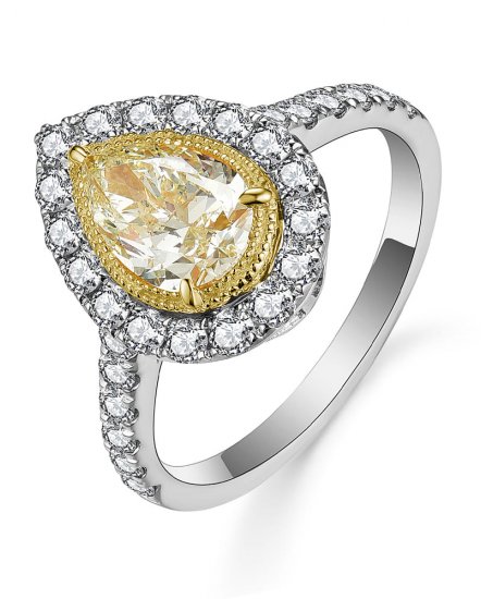 MULTI TONE PEAR DIAMOND ENGAGEMENT RING (TR5168)
