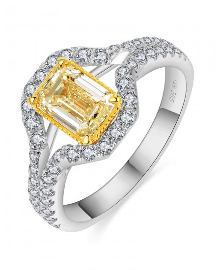 MULTI TONE EMERALD CUT DIAMOND ENGAGEMENT RING (TR5169)