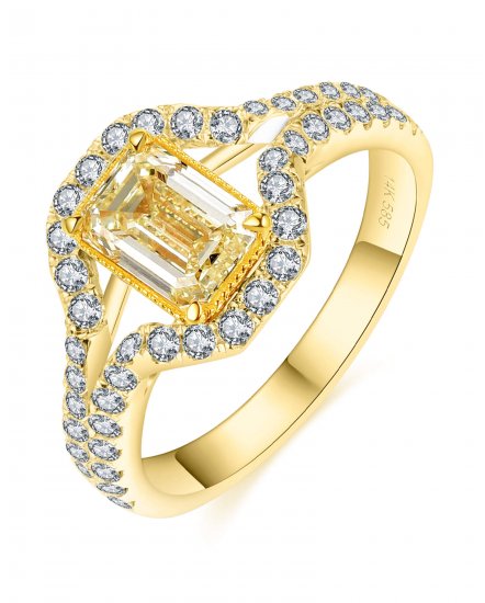 MULTI TONE EMERALD CUT DIAMOND ENGAGEMENT RING (TR5169)