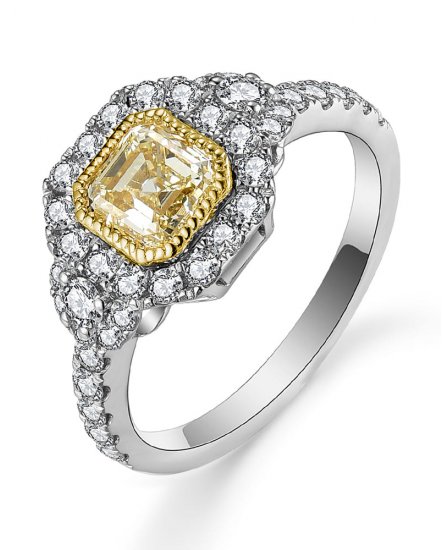 MULTI TONE EMERALD CUT DIAMOND ENGAGEMENT RING (TR5174)