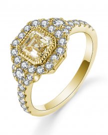 MULTI TONE EMERALD CUT DIAMOND ENGAGEMENT RING (TR5174)