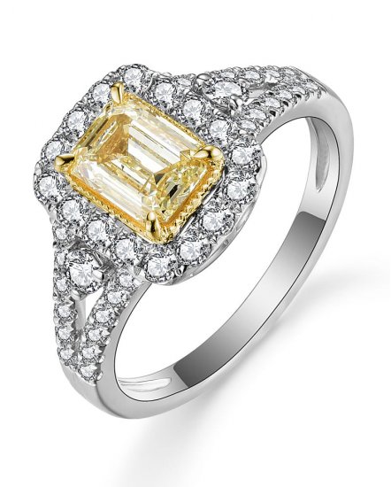 MULTI TONE EMERALD CUT DIAMOND ENGAGEMENT RING (TR5176)