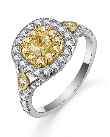 MULTI TONE CUSHION DIAMOND ENGAGEMENT RING (TR5177)