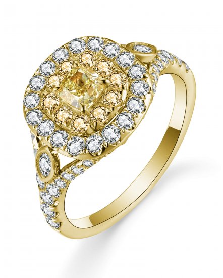 MULTI TONE CUSHION DIAMOND ENGAGEMENT RING (TR5177)