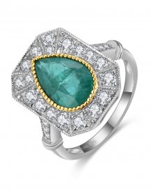 PEAR EMERALD DIAMOND RING (TR5188)