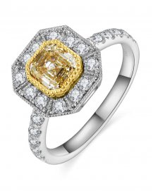 MULTI TONE EMERALD CUT DIAMOND ENGAGEMENT RING (TR5191)