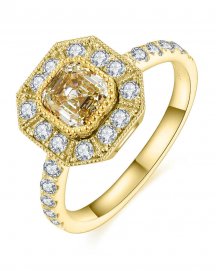 MULTI TONE EMERALD CUT DIAMOND ENGAGEMENT RING (TR5191)