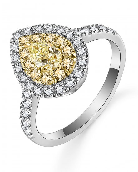 MULTI TONE PEAR DIAMOND ENGAGEMENT RING (TR5197)