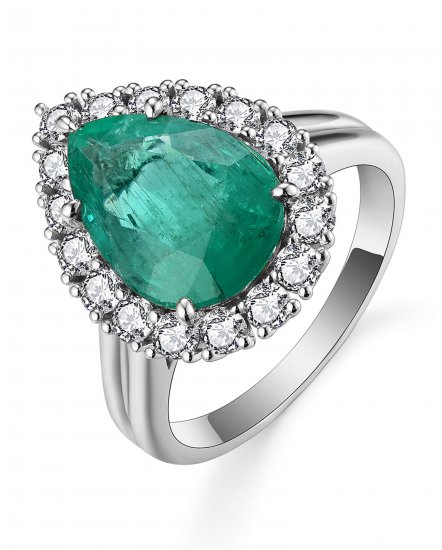 PEAR EMERALD DIAMOND RING (TR5209)