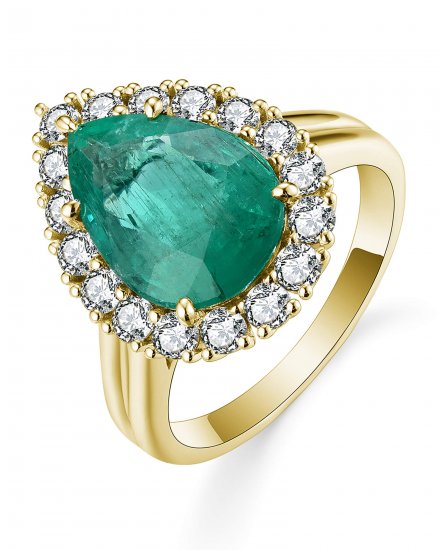 PEAR EMERALD DIAMOND RING (TR5209)
