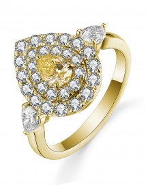 PEAR HALO STYLE MULTI TONE DIAMOND ENGAGEMENT RING (TR5211)