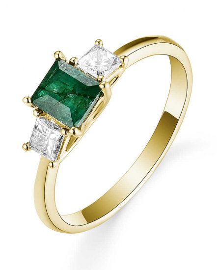 PRINCESS CUT EMERALD DIAMOND RING (TR5220)
