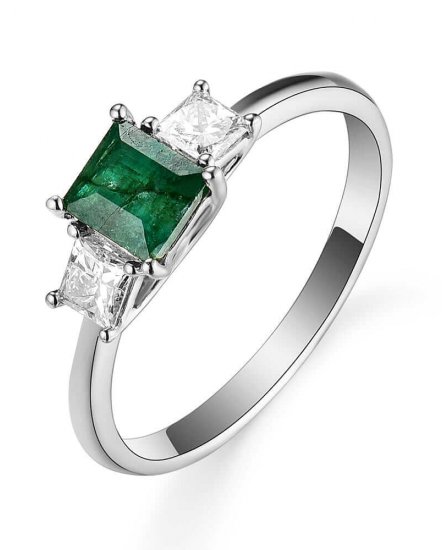 PRINCESS CUT EMERALD DIAMOND RING (TR5220)
