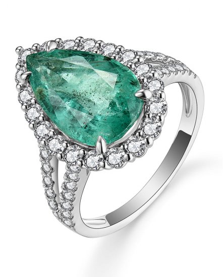 PEAR EMERALD DIAMOND RING (TR5235)