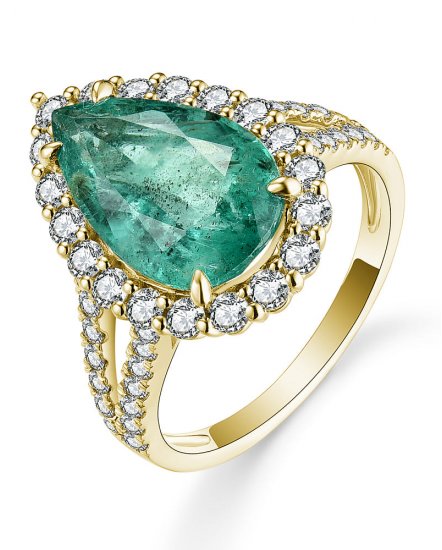 PEAR EMERALD DIAMOND RING (TR5235)