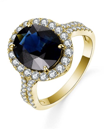 OVAL SAPPHIRE DIAMOND RING (TR5237)
