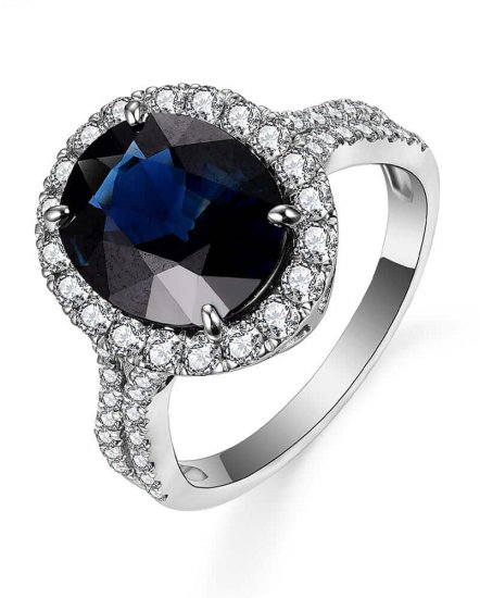 OVAL SAPPHIRE DIAMOND RING (TR5237)